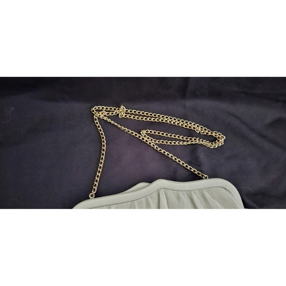 Vintage 1950s dove Gray ANDE Clutch Handbag With Gold Convertible Gold Chain - Picture 3 of 4